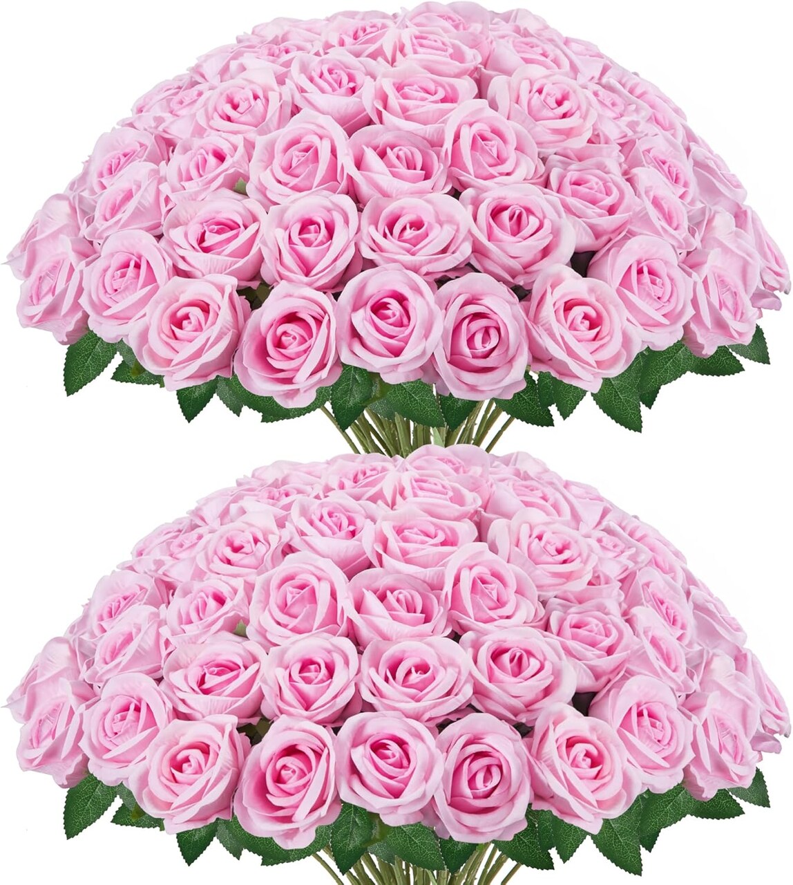 50 Pcs Artificial Pink Roses with Long Stems – Faux Velvet Silk Flowers for DIY Wedding Bouquets, Centerpieces, Party, Home & Bridal Floral Decor